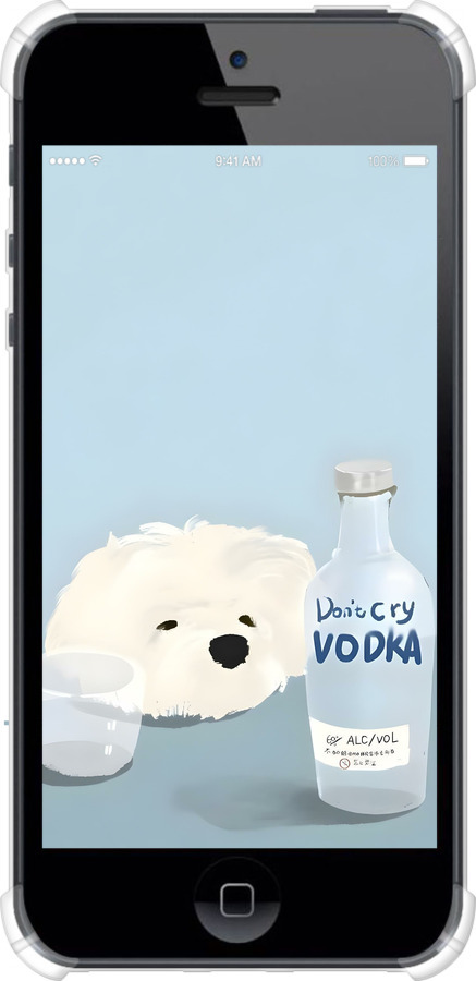 Силикон с усиленными углами чехол Пес водка для Apple iPhone 5 - 6368sp-18 изображение 