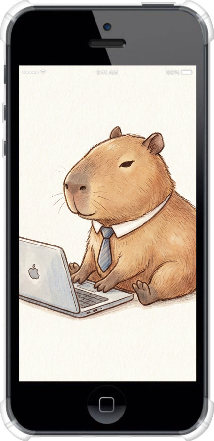Силіконовий протиударний с посиленими кутами чехол Funny Capybara CEO Working для Apple iPhone 5 - 6777sp-18 изображение 