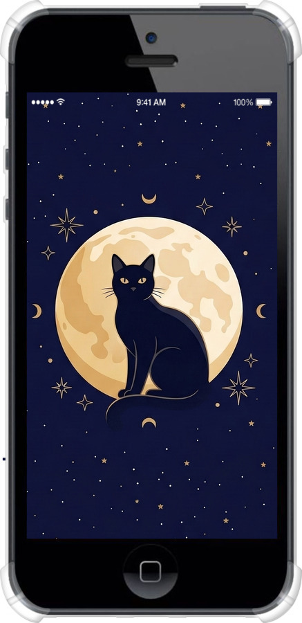 Силіконовий протиударний с посиленими кутами чехол Cute Cat Celestial/Witchy для Apple iPhone 5 - 6787sp-18 изображение 
