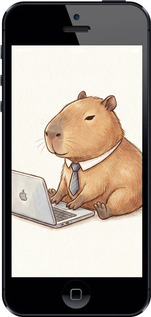 2D пластиковый чехол Funny Capybara CEO Working для Apple iPhone SE - 6777t-214 изображение 