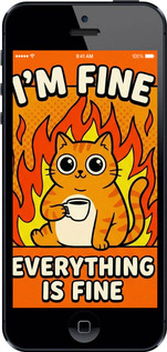 2D пластиковый чехол Funny Cat для Apple iPhone 5 - 6786t-18 изображение 