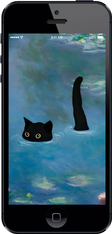 2D пластиковый чехол С изображением кота и водяной лилии Monet для Apple iPhone 5s - 6519t-21 изображение 