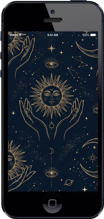 2D пластиковый чехол Celestial Harmony: Sun & Moon Gold Mystic Pattern для Apple iPhone 5s - 6778t-21 изображение 