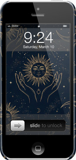 3D пластиковый глянцевый чехол Celestial Harmony: Sun & Moon Gold Mystic Pattern для Apple iPhone 5c - 6778c-23 изображение 