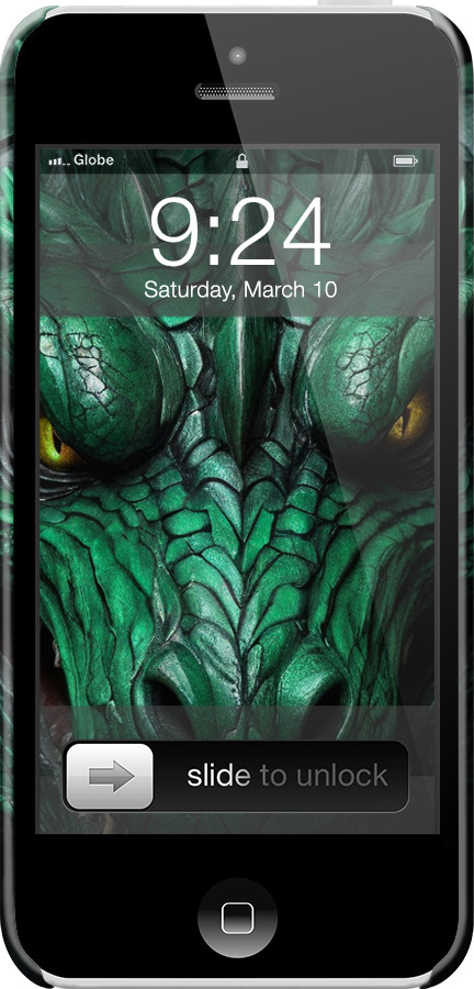 3D пластиковый глянцевый чехол Зелёный дракон v2 для Apple iPhone 5c - 5817c-23 изображение 