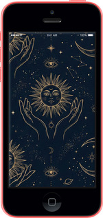 2D пластиковий чехол Celestial Harmony: Sun & Moon Gold Mystic Pattern для Apple iPhone 5c - 6778t-23 изображение 