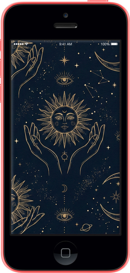 2D пластиковий чехол Celestial Harmony: Sun & Moon Gold Mystic Pattern для Apple iPhone 5c - 6778t-23 изображение 