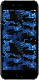 TPU чехол Абстрактный узор черных котов на синем фоне для Apple iPhone 6 Plus - 6525b-48 изображение 