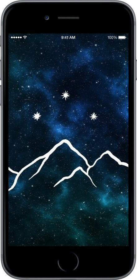 TPU чехол Горы и звезды нарисованы на фоне галактики для Apple iPhone 6 Plus - 6490b-48 изображение 