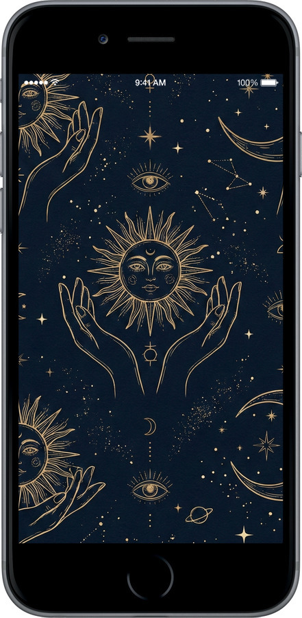 TPU чехол Celestial Harmony: Sun & Moon Gold Mystic Pattern для Apple iPhone 6 Plus - 6778b-48 изображение 