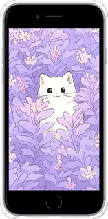 Силикон с усиленными углами чехол Котик в цветах для Apple iPhone 6 Plus - 6390sp-48 изображение 