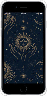 Силикон с усиленными углами чехол Celestial Harmony: Sun & Moon Gold Mystic Pattern для Apple iPhone 6s Plus - 6778sp-91 изображение 