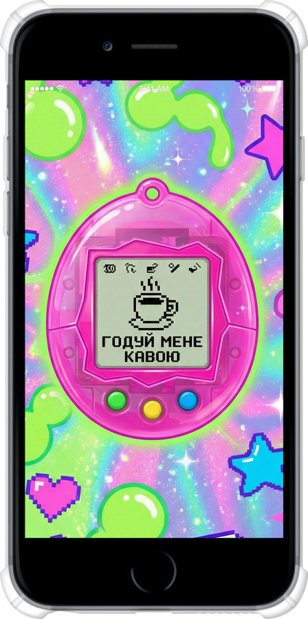 Силикон с усиленными углами чехол Y2K Aesthetic Retro Pet: Годуй мене кавою для Apple iPhone 6s Plus - 6784sp-91 изображение 