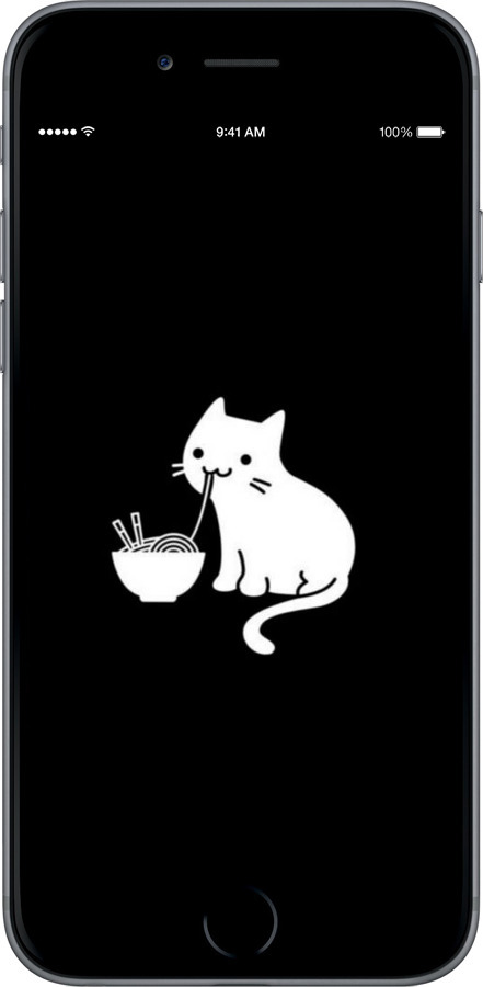 2D пластиковый чехол С милым котом на черном фоне для Apple iPhone 6 Plus - 6528t-48 изображение 