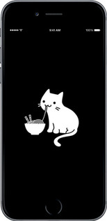 TPU чехол С милым котом на черном фоне для Apple iPhone 6 - 6528b-45 изображение 