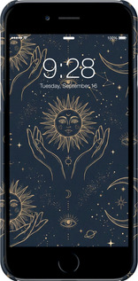 3D пластиковий глянцевий чехол Celestial Harmony: Sun & Moon Gold Mystic Pattern для Apple iPhone 6s - 6778c-90 изображение 