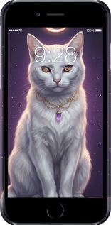 3D пластиковий глянцевий чехол Mystic White Cat Gothic Dark Purple Gold для Apple iPhone 6s - 6805c-90 изображение 