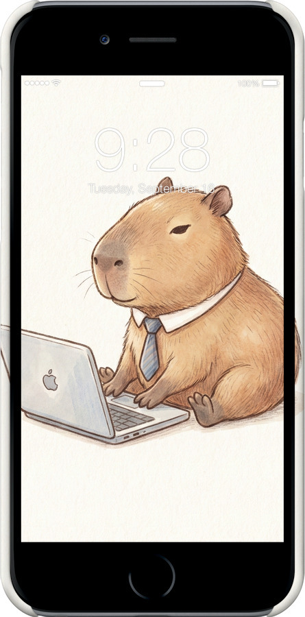 3D пластиковый матовый чехол Funny Capybara CEO Working для Apple iPhone 6s - 6777m-90 изображение 