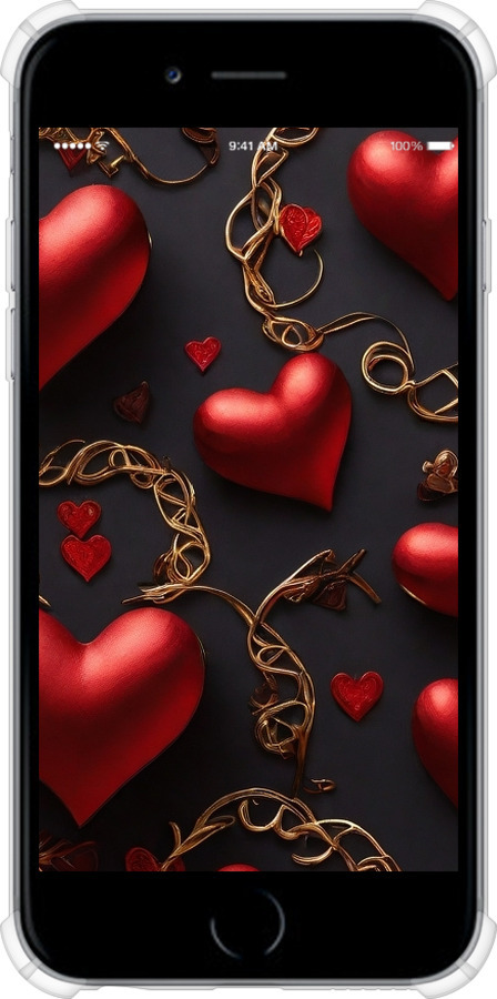 Силикон с усиленными углами чехол Сердечки для Apple iPhone 6 - 5831sp-45 изображение 