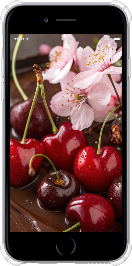 Силикон с усиленными углами чехол Вишня в шоколаде для Apple iPhone 6s - 6698sp-90 изображение 