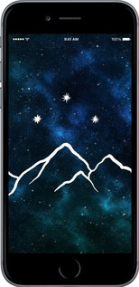 2D пластиковий чехол Гори та зірки намальовані на тлі галактики для Apple iPhone 6 - 6490t-45 изображение 