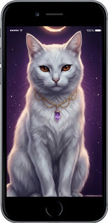 2D пластиковый чехол Mystic White Cat Gothic Dark Purple Gold для Apple iPhone 6 - 6805t-45 изображение 
