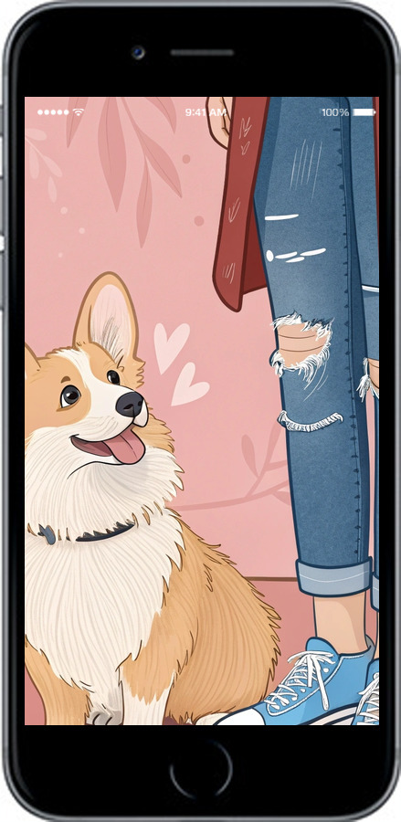 2D пластиковий чехол Корги 3 для Apple iPhone 6 - 6707t-45 изображение 