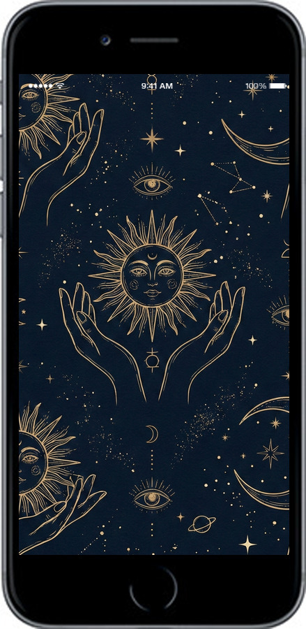 2D пластиковий чехол Celestial Harmony: Sun & Moon Gold Mystic Pattern для Apple iPhone 6 - 6778t-45 изображение 
