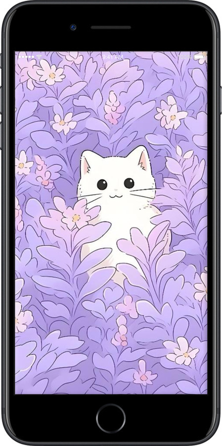 TPU чехол Котик в цветах для Apple iPhone 8 Plus - 6390b-1032 изображение 
