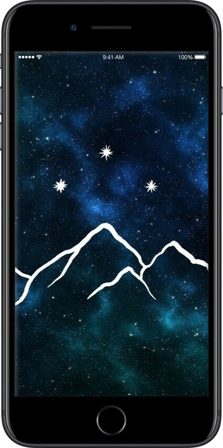TPU чехол Горы и звезды нарисованы на фоне галактики для Apple iPhone 7 Plus - 6490b-337 изображение 