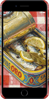 3D пластиковый глянцевый чехол Vintage Sardine Tin Phone для Apple iPhone 8 Plus - 6772c-1032 изображение 