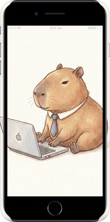 3D пластиковый глянцевый чехол Funny Capybara CEO Working для Apple iPhone 7 Plus - 6777c-337 изображение 
