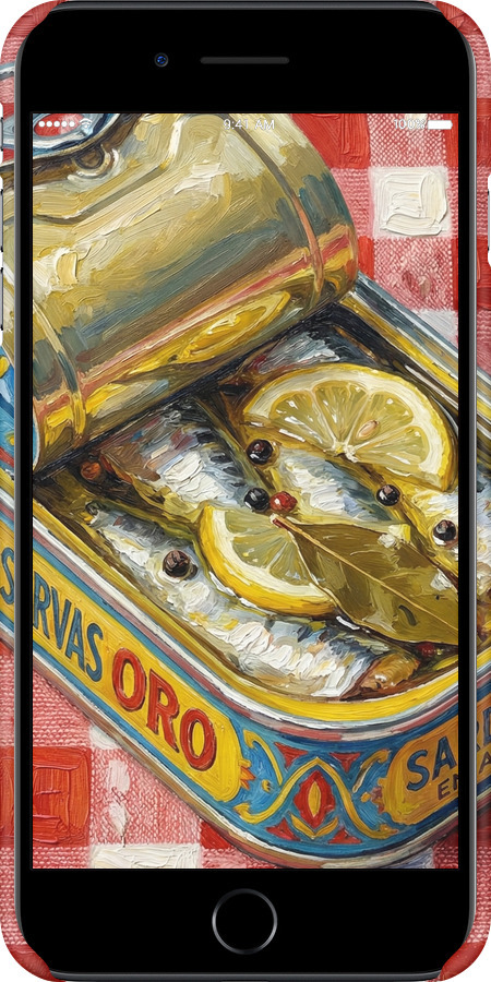 3D пластиковый глянцевый чехол Vintage Sardine Tin Phone для Apple iPhone 8 Plus - 6772c-1032 изображение 