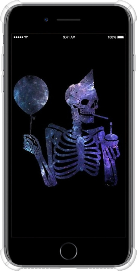 Силикон с усиленными углами чехол Скелетное искусство для Apple iPhone 7 Plus - 6536sp-337 изображение 