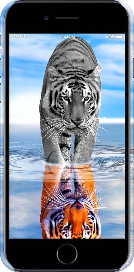 3D пластиковый глянцевый чехол Тигр для Apple iPhone 8 - 6016c-1031 изображение 
