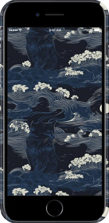 3D пластиковый глянцевый чехол Морская тематика в стиле арт-деко для Apple iPhone 8 - 6520c-1031 изображение 