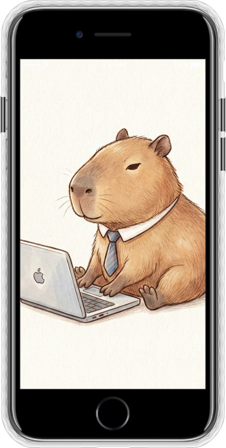 Чохол Bumper чехол Funny Capybara CEO Working для Apple iPhone SE 2022 - 6777pc-3737 изображение 