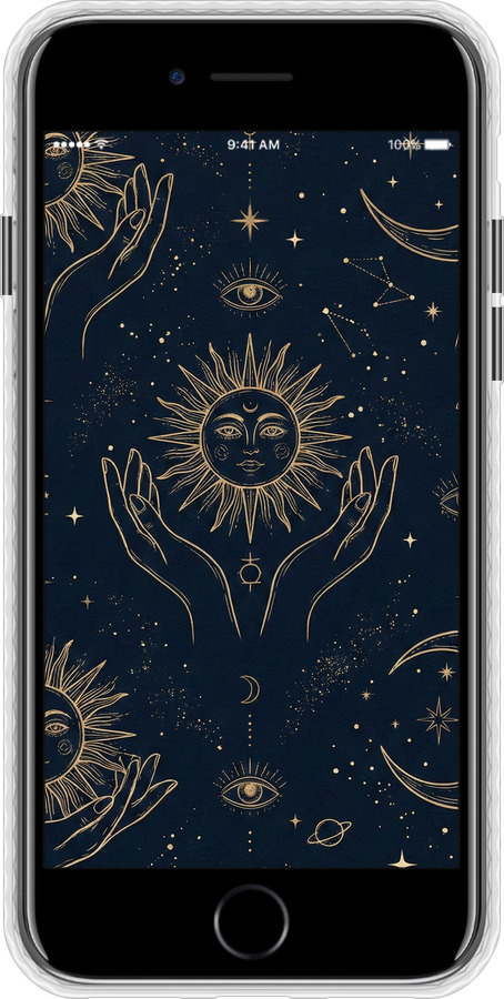 Чехол Bumper чехол Celestial Harmony: Sun & Moon Gold Mystic Pattern для Apple iPhone 8 - 6778pc-1031 изображение 