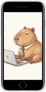 Силіконовий протиударний с посиленими кутами чехол Funny Capybara CEO Working для Apple iPhone SE 2022 - 6777sp-3737 изображение 