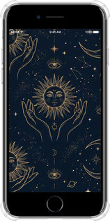 Силикон с усиленными углами чехол Celestial Harmony: Sun & Moon Gold Mystic Pattern для Apple iPhone SE 2022 - 6778sp-3737 изображение 