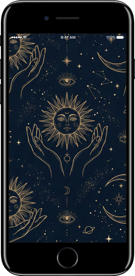 Силіконовий чехол Celestial Harmony: Sun & Moon Gold Mystic Pattern для Apple iPhone 7 - 6778u-336 изображение 