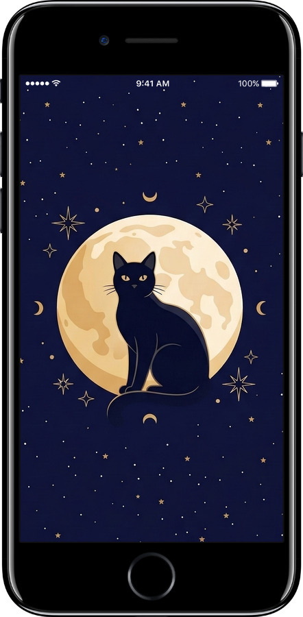 2D пластиковый чехол Cute Cat Celestial/Witchy для Apple iPhone 7 - 6787t-336 изображение 