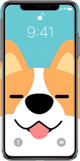 3D пластиковый глянцевый чехол Корги для Apple iPhone XS - 6280c-1583 изображение 