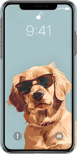 3D пластиковий глянцевий чехол Пес в очках для Apple iPhone XS - 6381c-1583 изображение 