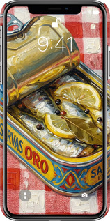 3D пластиковый матовый чехол Vintage Sardine Tin Phone для Apple iPhone X - 6772m-1050 изображение 