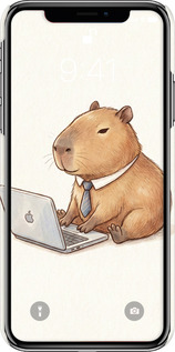 3D пластиковый матовый чехол Funny Capybara CEO Working для Apple iPhone X - 6777m-1050 изображение 