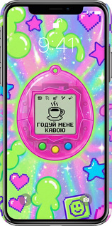 3D пластиковый глянцевый чехол Y2K Aesthetic Retro Pet: Годуй мене кавою для Apple iPhone X - 6784c-1050 изображение 