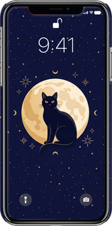 3D пластиковый глянцевый чехол Cute Cat Celestial/Witchy для Apple iPhone X - 6787c-1050 изображение 