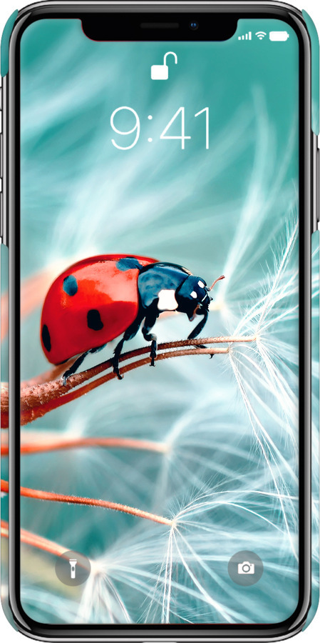 3D пластиковый глянцевый чехол Божья коровка для Apple iPhone XS - 6049c-1583 изображение 