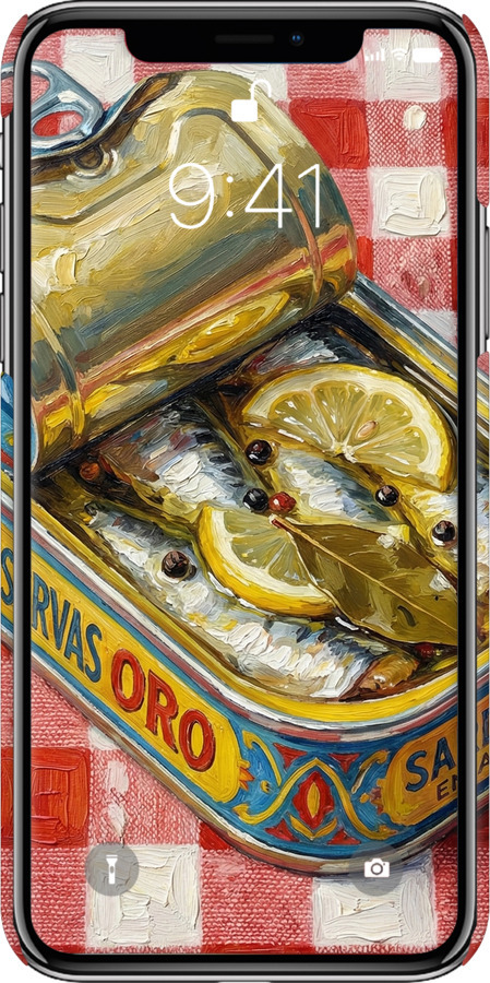 3D пластиковый матовый чехол Vintage Sardine Tin Phone для Apple iPhone X - 6772m-1050 изображение 